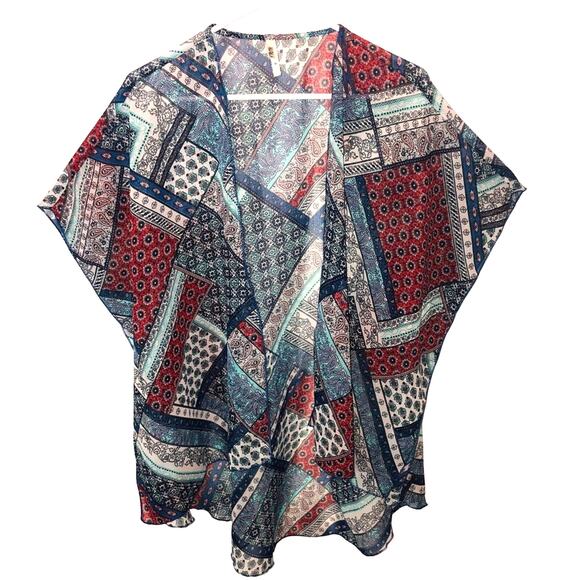 Live4Truth Red White & Blue Kimono Mixed Print-Medium - Picture 1 of 8